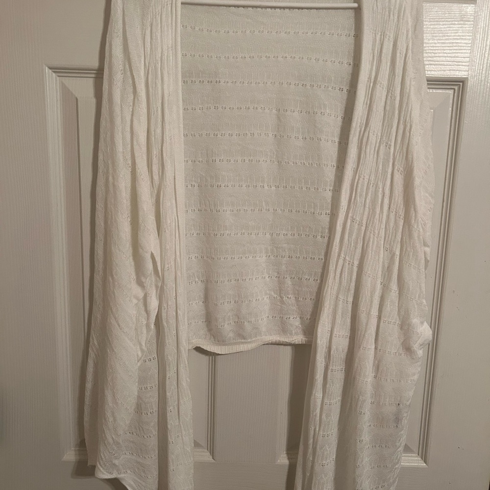 Torrid White Open-Front Short Sleeve Layering Cardigan Size 3/4